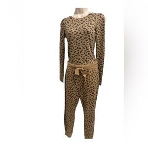 Abercrombie & Fitch Set 2psc Soft&Cozy Sleepwear Size S Animal Print Brown Beige